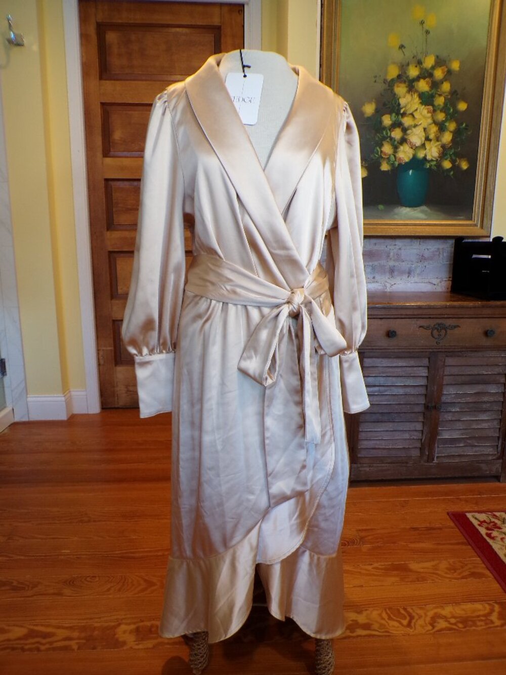 S'EDGE Eve Dress Angelic Gold Wrap Dress Womens Size Large NWT